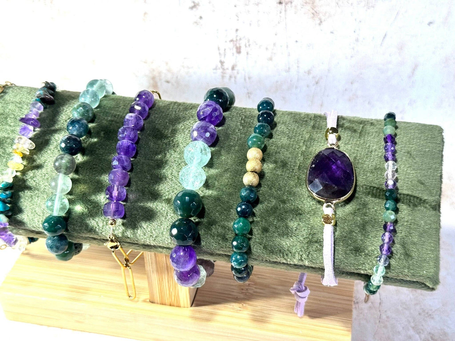 Amethyst Bracelet with Lilac Suede