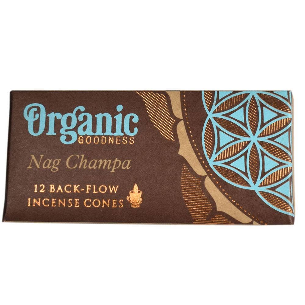 Organic Goodness Nag Champa 12 Back-Flow Incense Cones x 6