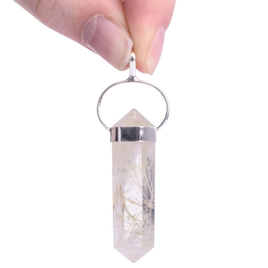 Rutilated Quartz Double Terminated 925 Sterling Silver Pendant, Brazil