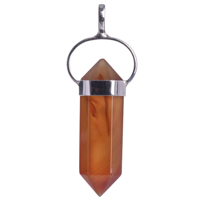 Carnelian Double Terminated 925 Sterling Silver Pendant, Brazil