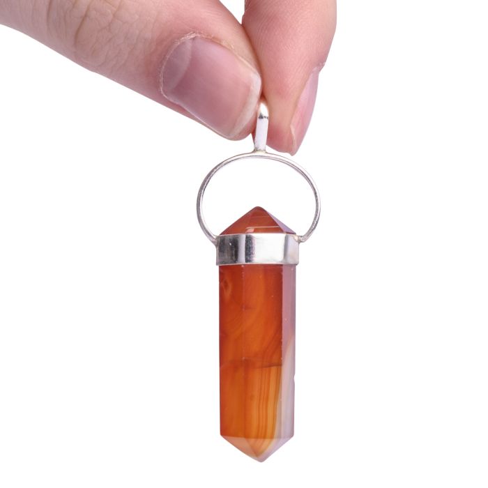 Carnelian Double Terminated 925 Sterling Silver Pendant, Brazil