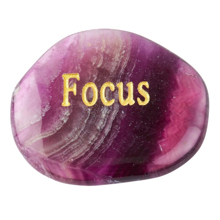 Rainbow Fluorite Smoothstone with FOCUS etching