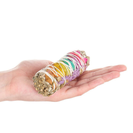 White Sage w/Rose Petals Smudge Stick 4"