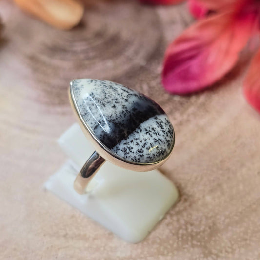 Merlinite Sterling Silver Ring - 4.71g - UK N-O / US 7