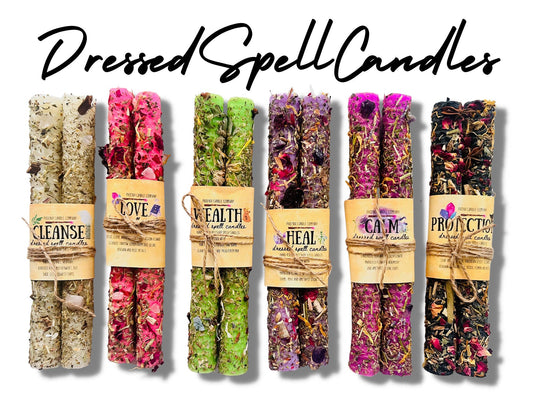 Large Dressed Beeswax Spell Candles 8" (20cm): Calm / 2