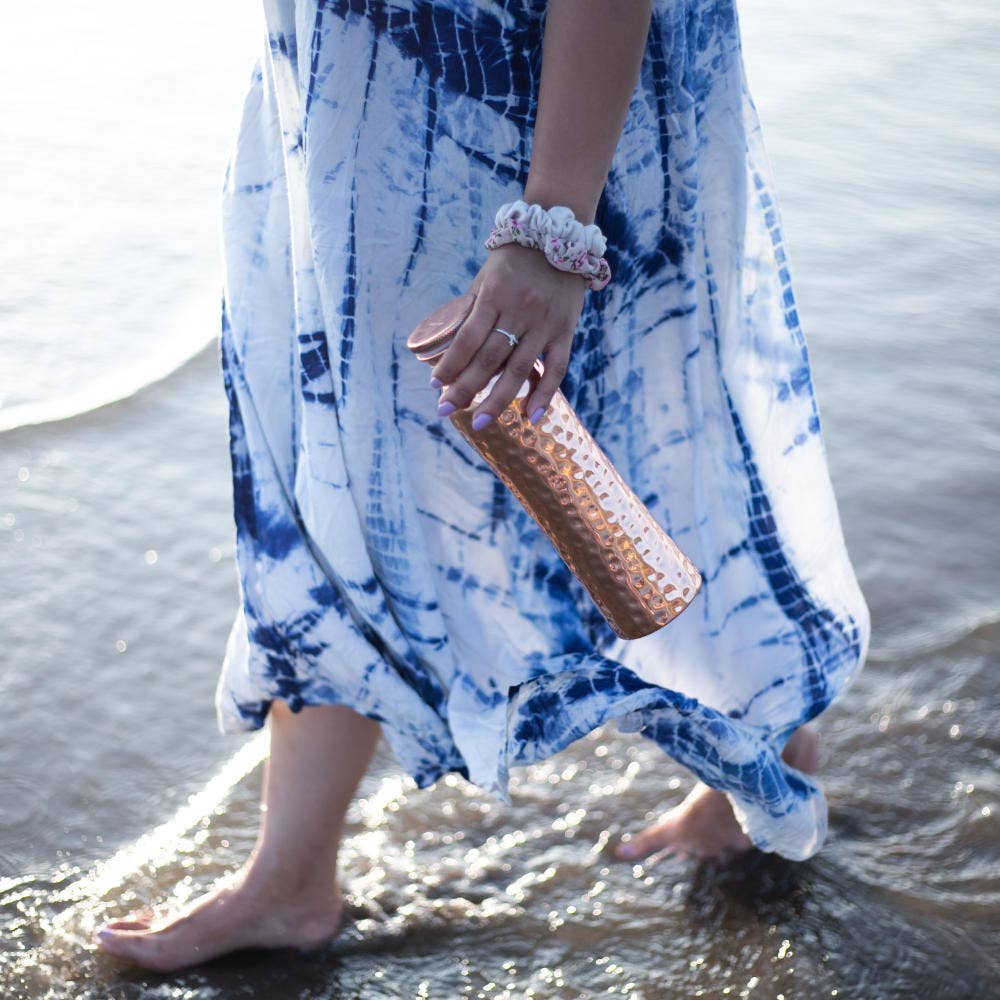 Copper water bottle, hammered, 900ml