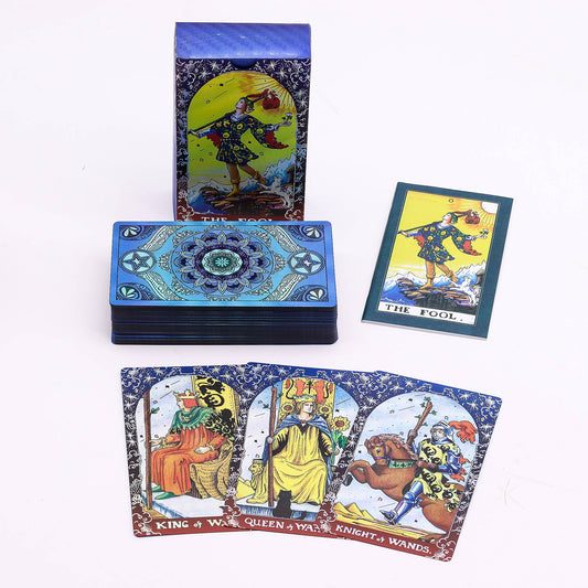 Tarot Card Set Blue Foil - Mandala - with booklet