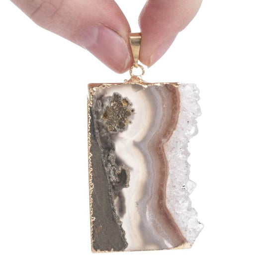 Amethyst Slab Pendant (points sideways), Gold Plated