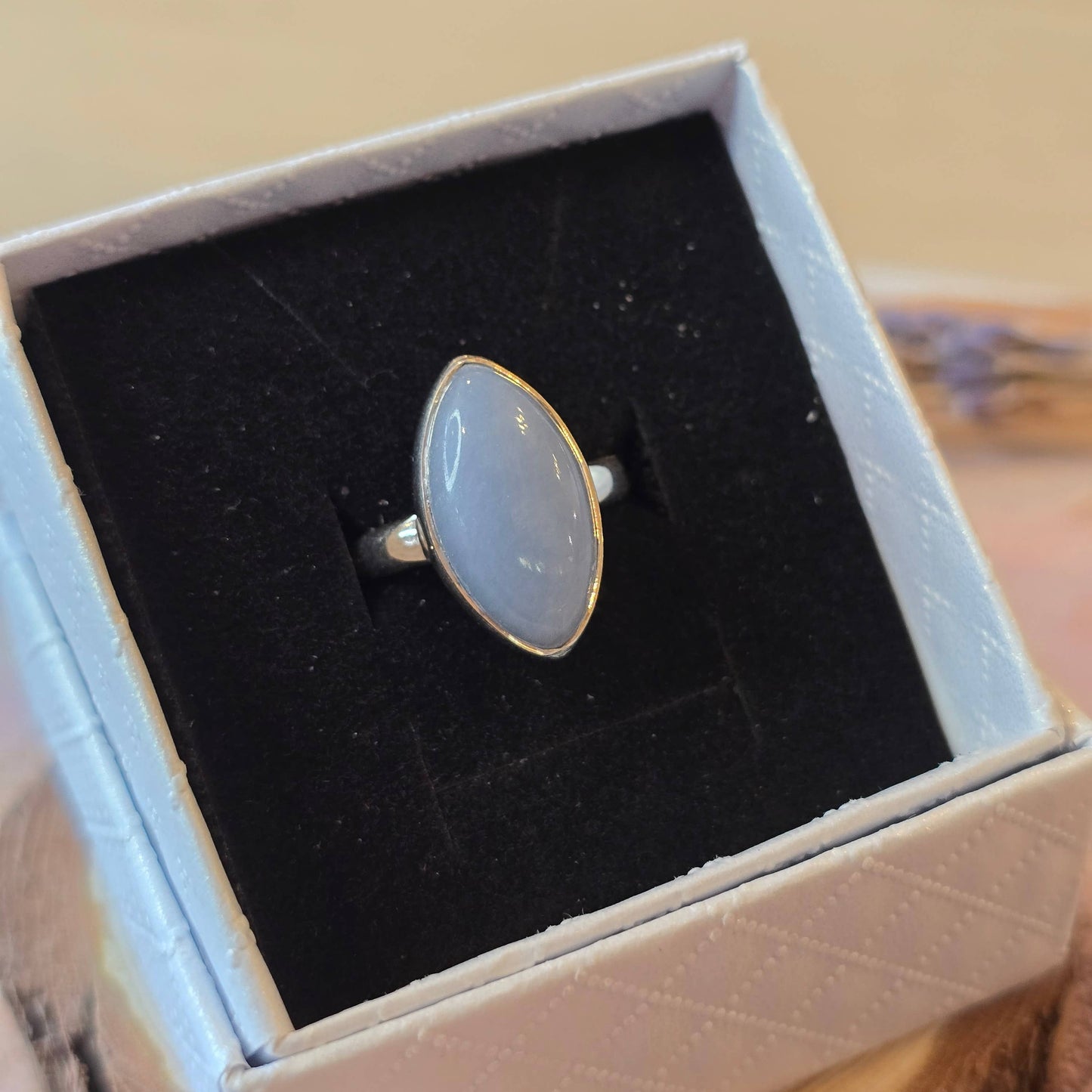 Angelite Sterling Silver Ring - 4.3g - UK L