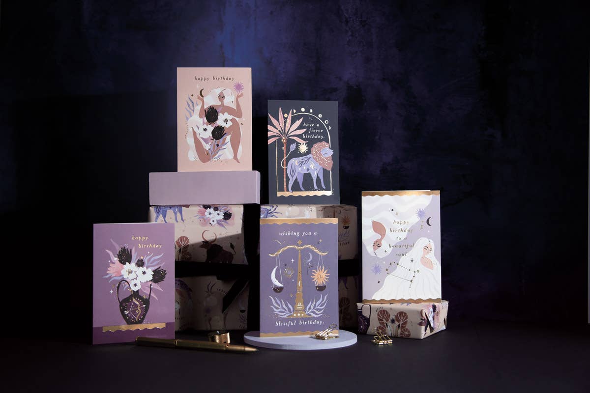 Lion Zodiac Birthday Card | Leo Star Sign | Astrology Cards