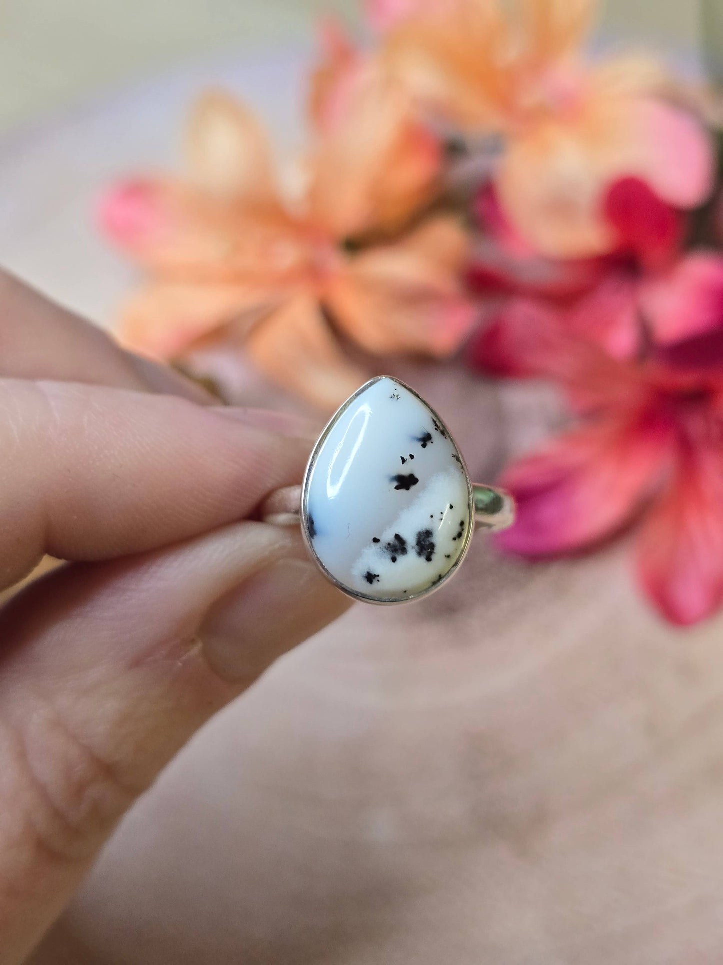 Merlinite Sterling Silver Ring - 3.89g - UK O / US 7