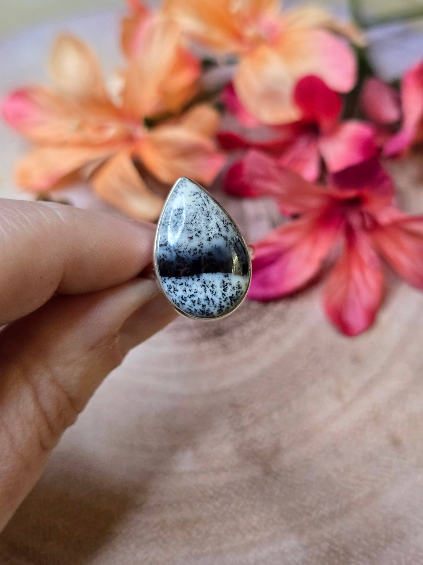 Merlinite Sterling Silver Ring - 4.71g - UK N-O / US 7