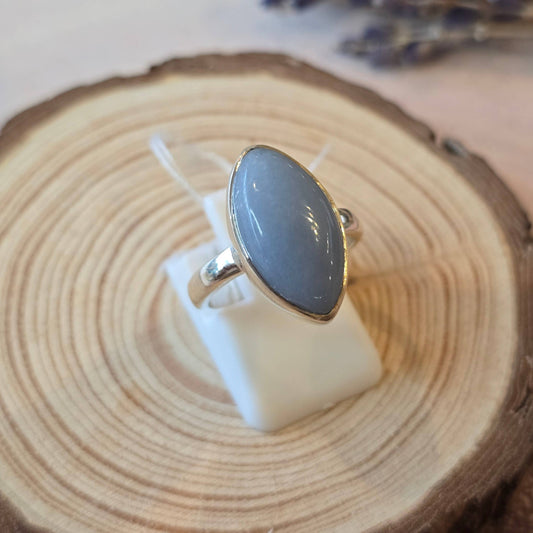 Angelite Sterling Silver Ring - 4.3g - UK L