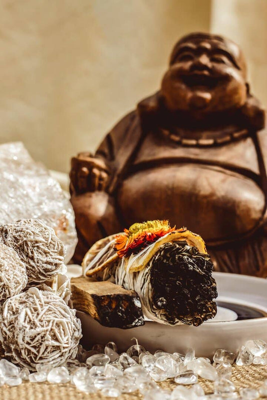 Sage, Orange & Chrysanthemum smudge stick