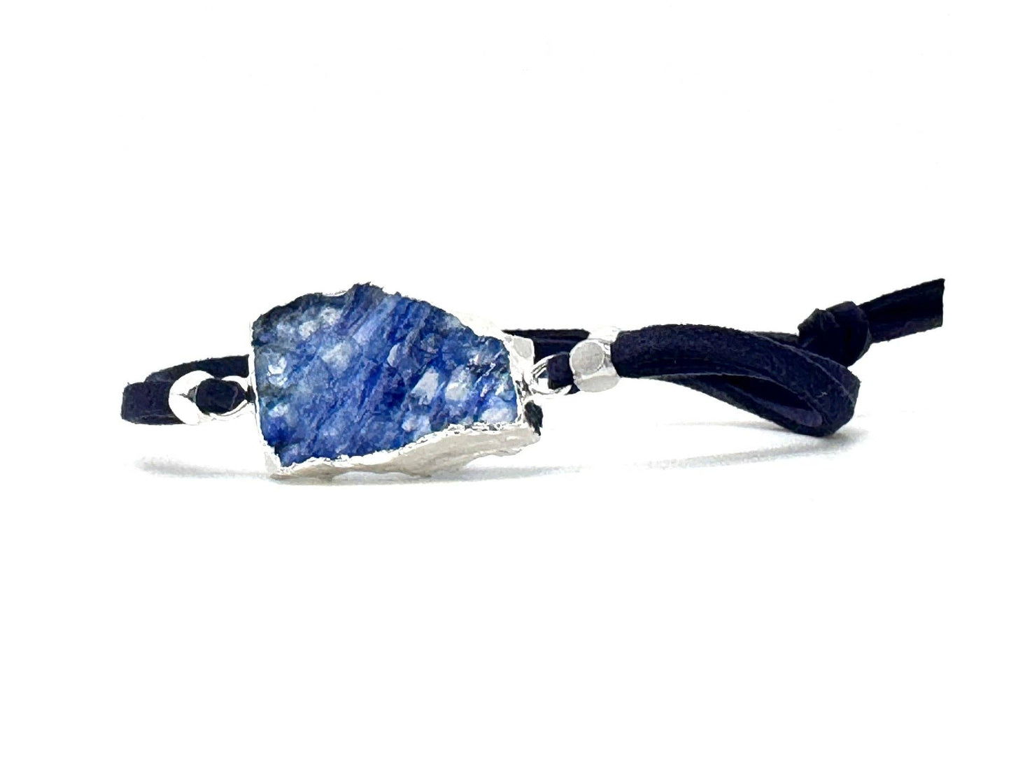 Black Agate Soft Navy Suede Bracelet