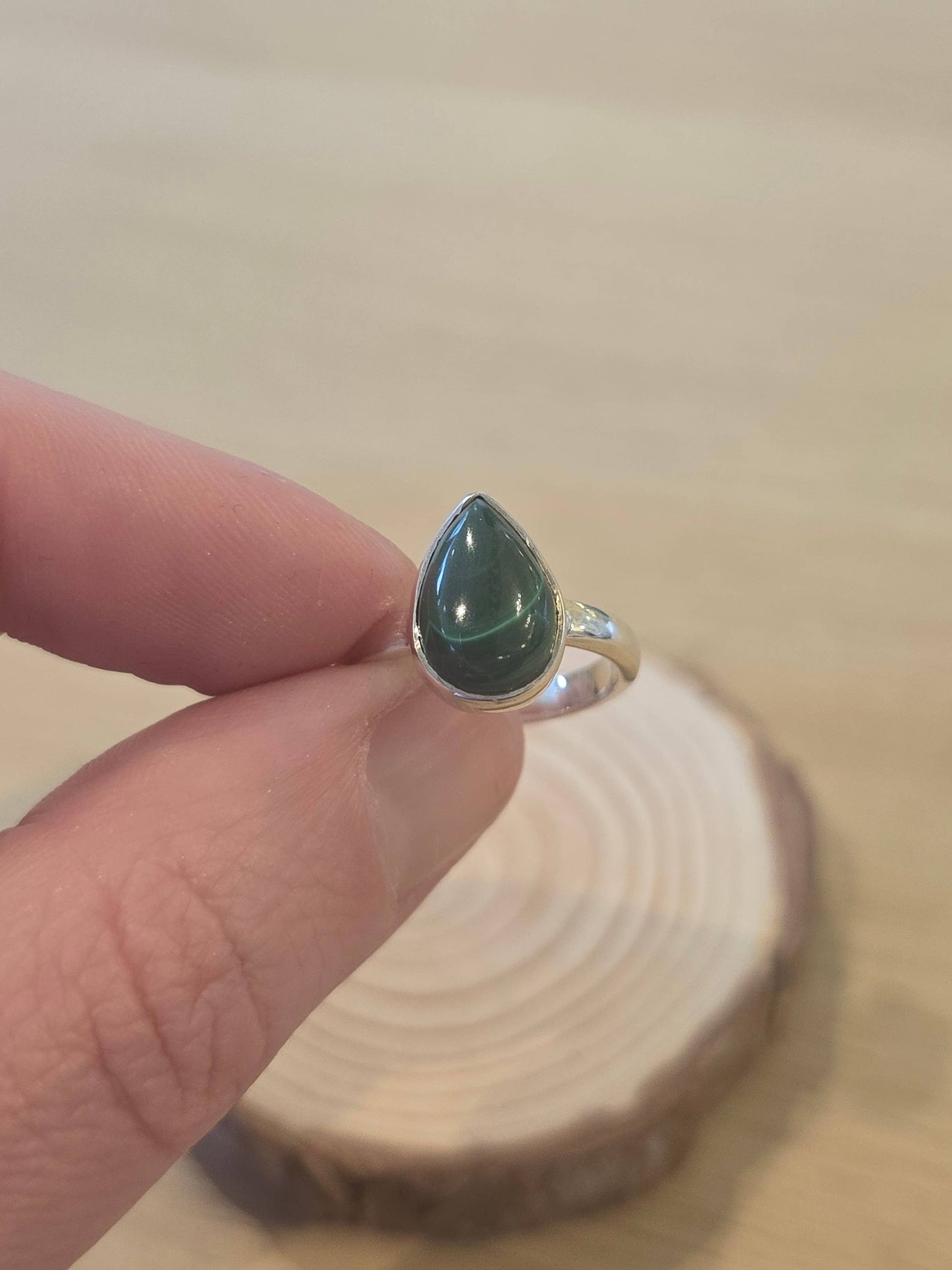 Malachite Sterling Silver Ring - 3.5g - Size L