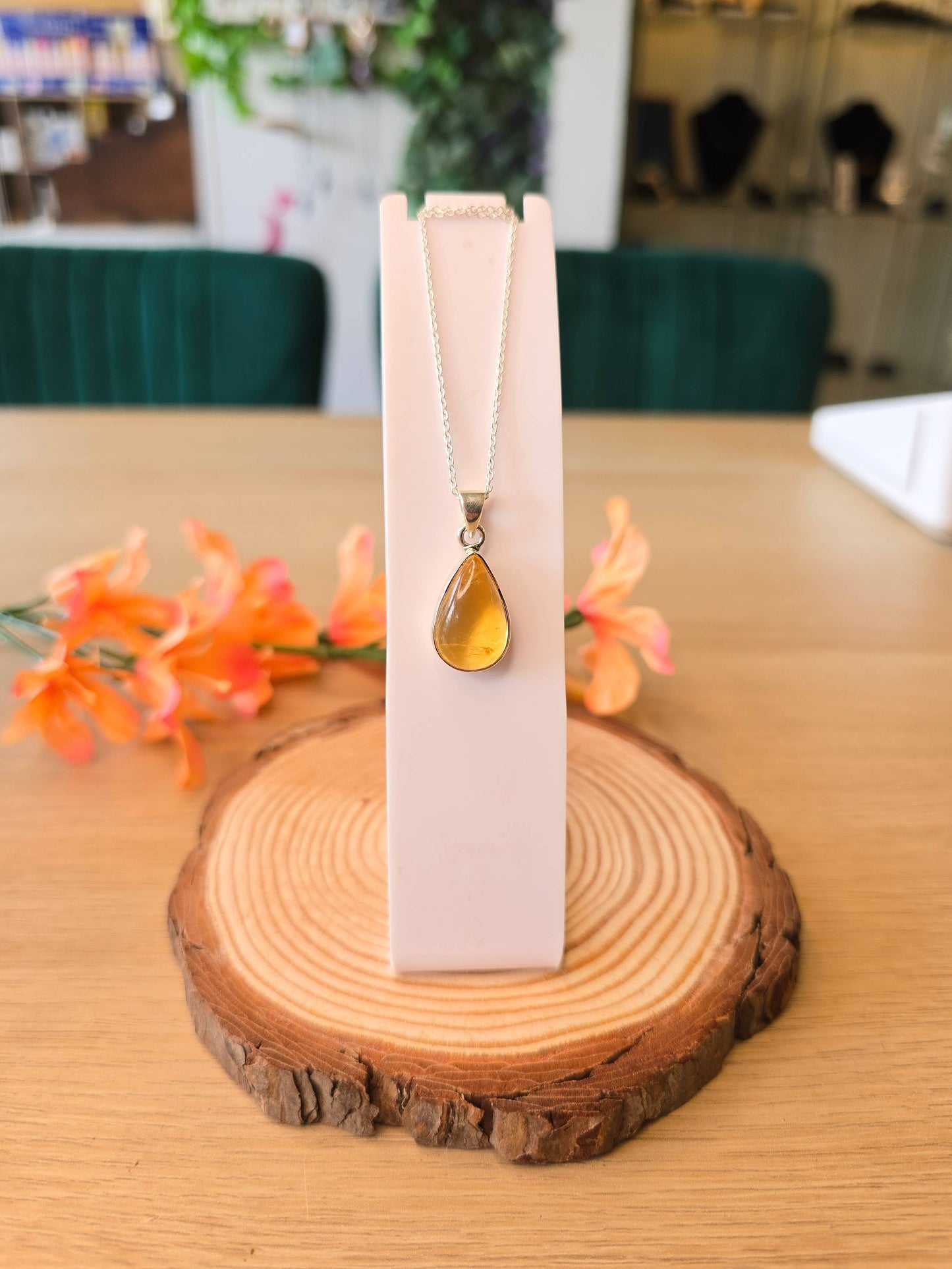 Citrine Sterling Silver Pendant & Chain - 3.8g