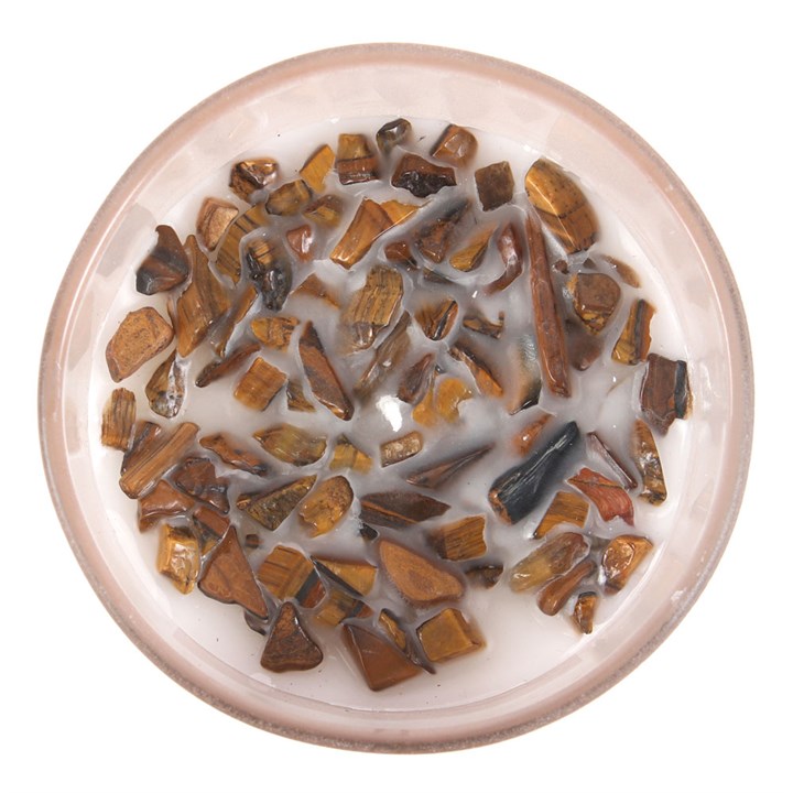 Full Moon Eucalyptus Manifestation Candle with Tiger's Eye in Glass Jar