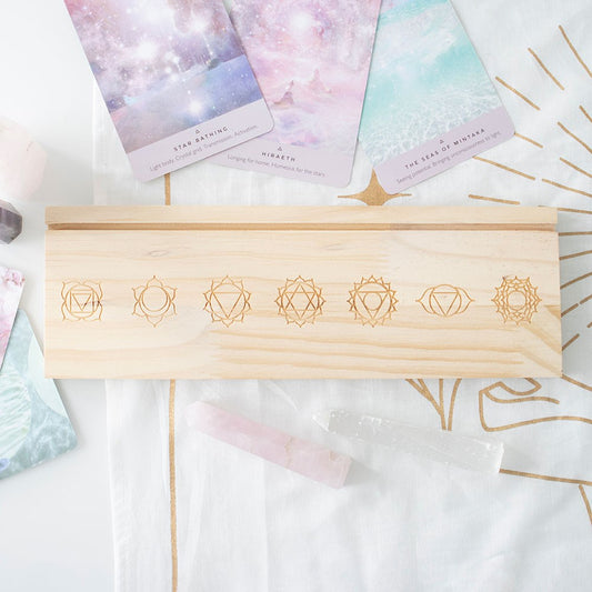 Natural Seven Chakras Wooden Tarot Card Stand