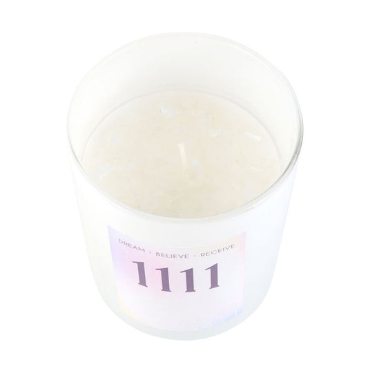 1111 Angel Number Crystal Chip Candle