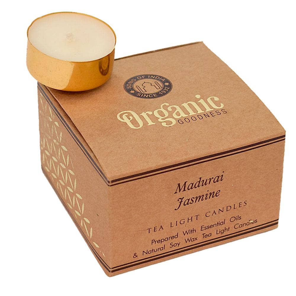 12 T-lite Scented Candles Organic Goodness, Madurai Jasmine