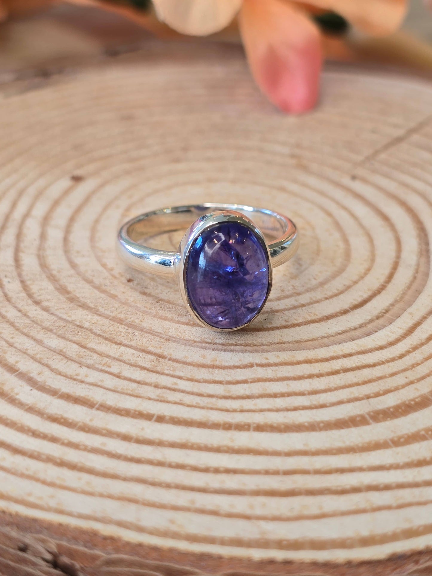 Tanzanite Round Sterling Silver Ring - 4.3g - UK P US 8