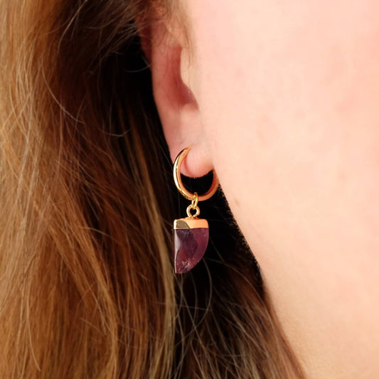 Amethyst or Lapis Lazuli Gemstone Hoops: Amethyst