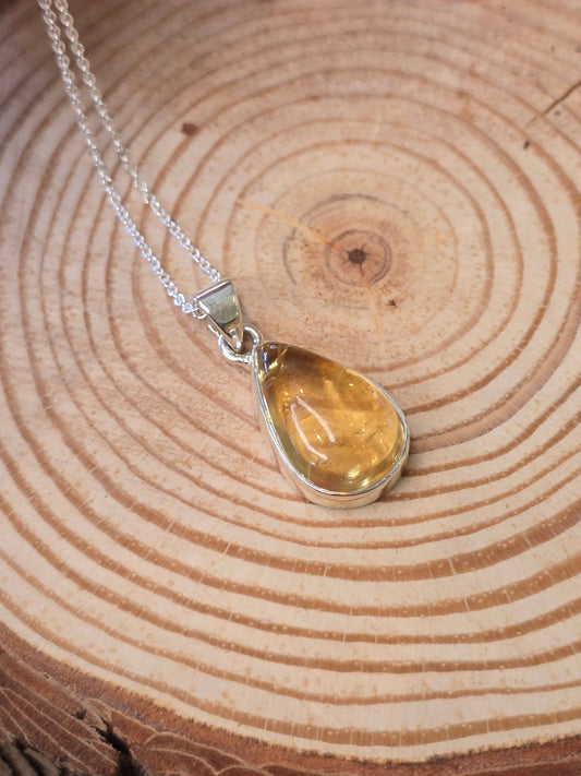 Citrine Sterling Silver Pendant & Chain - 3.8g