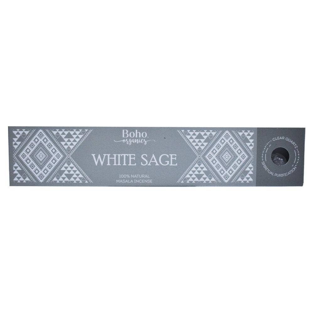 Boho Organics Masala Incense White Sage 15g with Clear Quartz