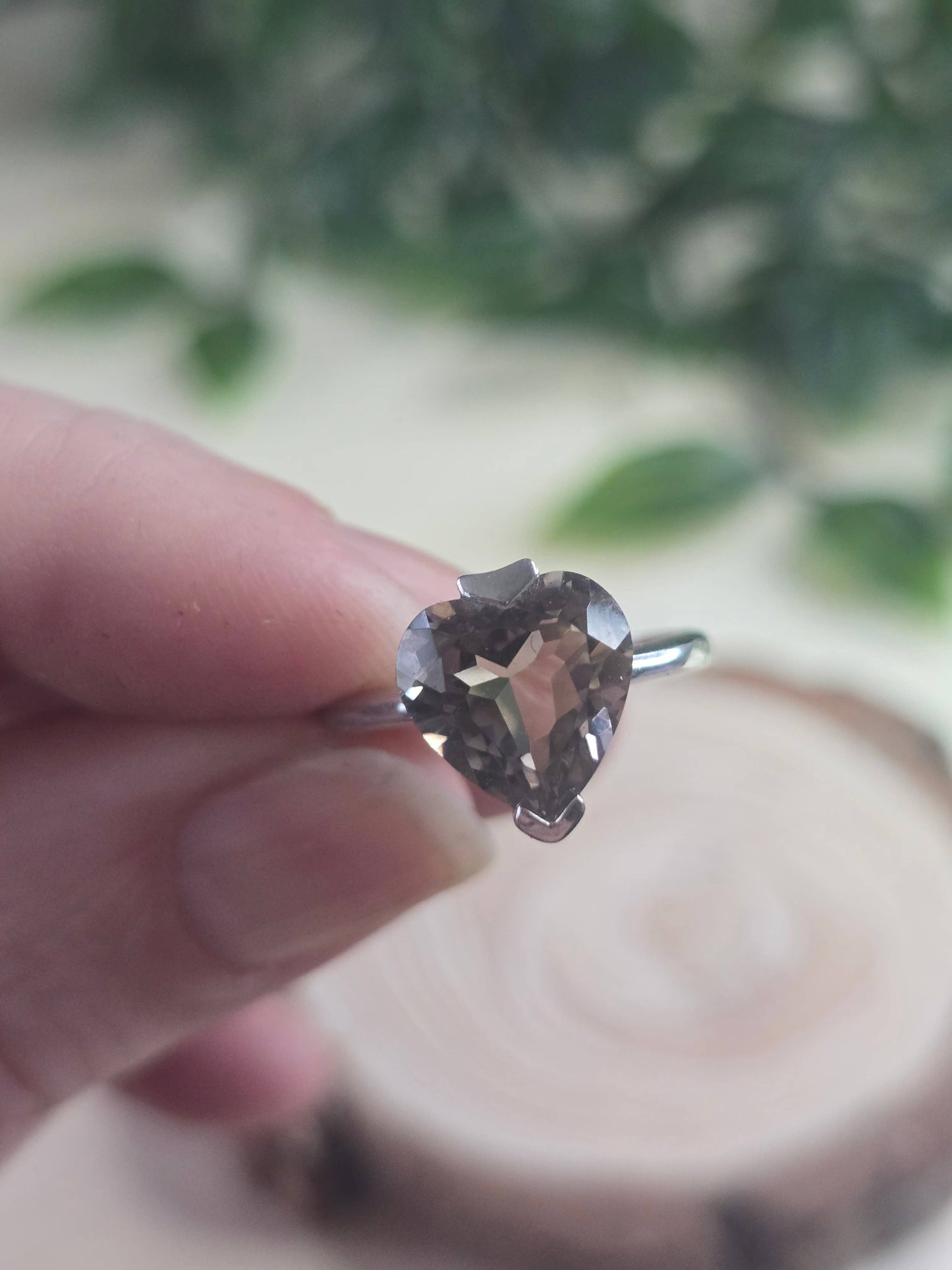 Smokey Quartz Sterling Silver Ring - 3.2g - UK L