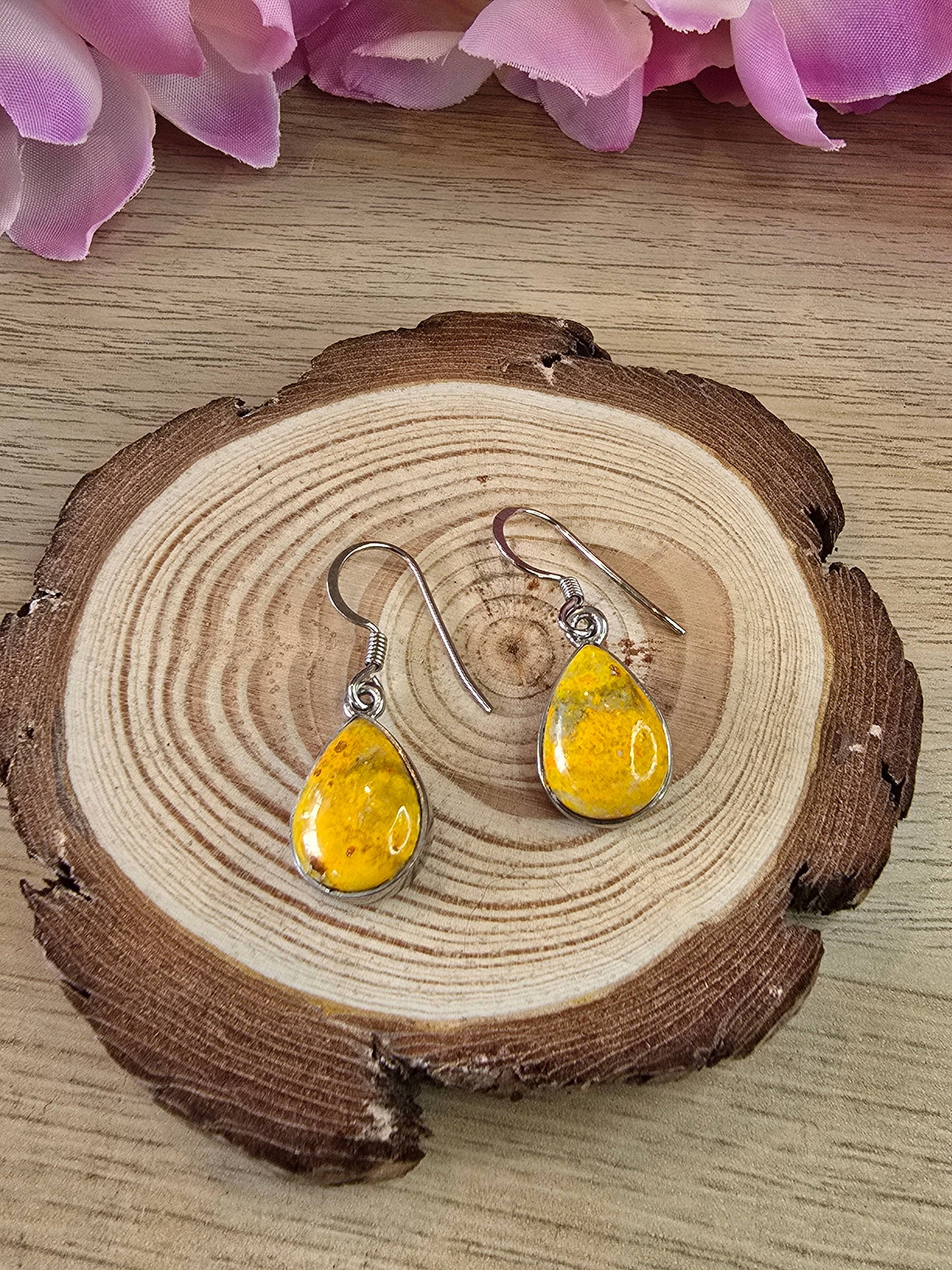 Bumblebee Jasper Sterling Silver Drop Earrings