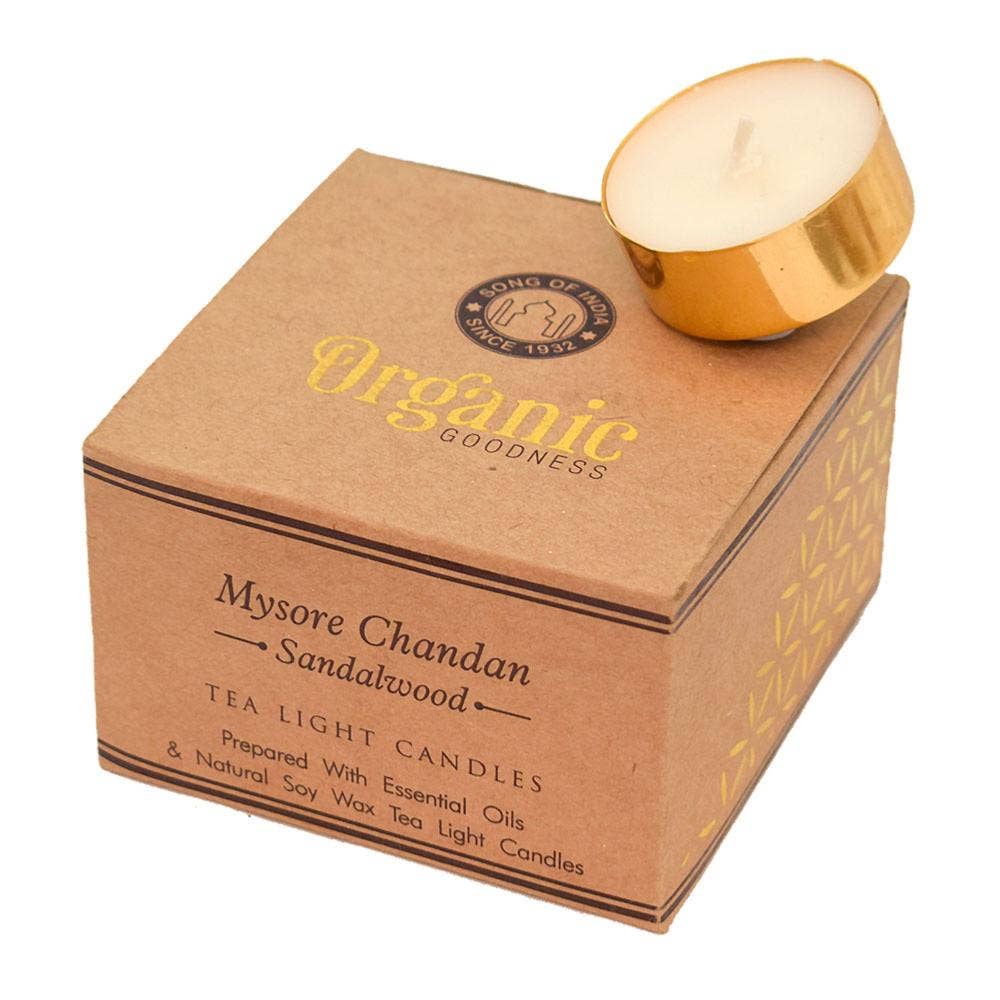 12 t-lite candles Organic Goodness Mysore Chandan Sandalwood