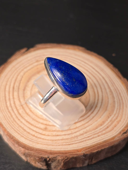 Lapis Lazuli Sterling Silver Ring - 5.7g - UK P