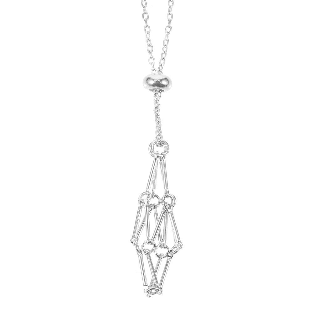 Cage Necklace 30", Silver Plated