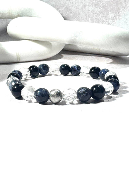 Tigers Eye and Clear Quartz Diffuser Bracelet: 6.5 Inch Medium