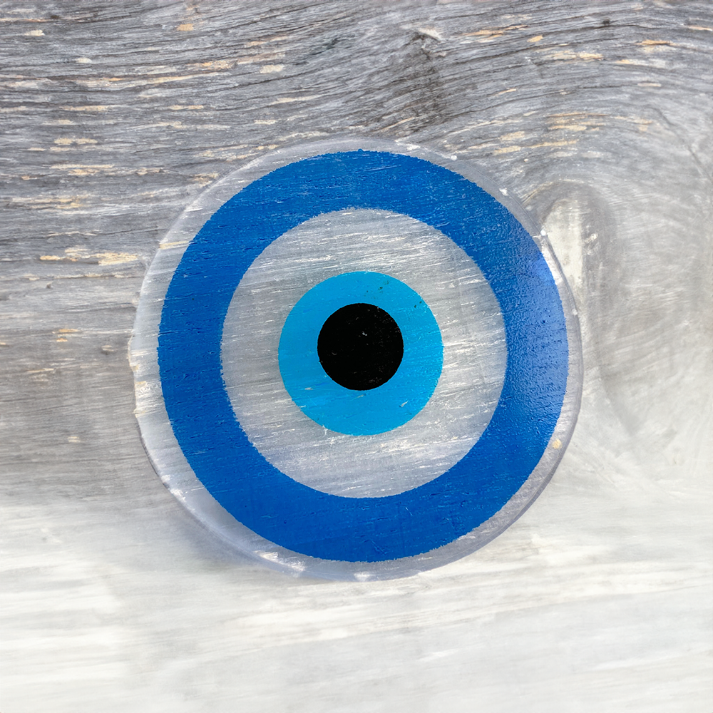 Powerful Evil Eye Charging Plate - Selenite Crystal: Round