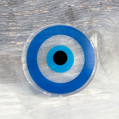 Powerful Evil Eye Charging Plate - Selenite Crystal: Round