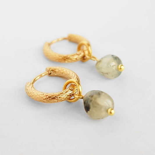 Prehnite Gemstone Hoop Earrings