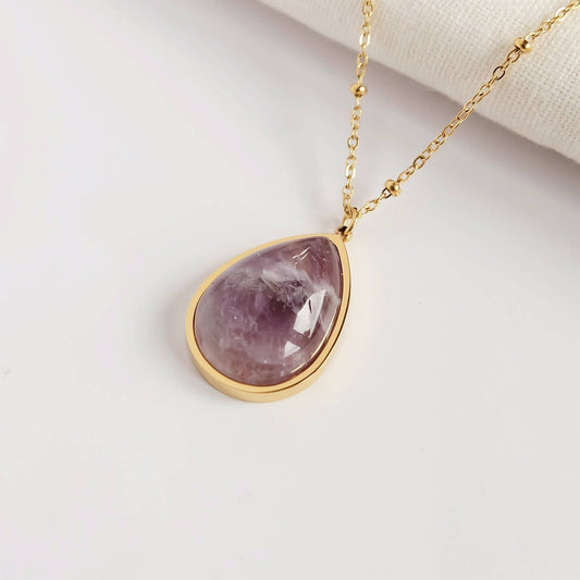Amethyst Gemstone Drop Necklace : 16 - 18 inches