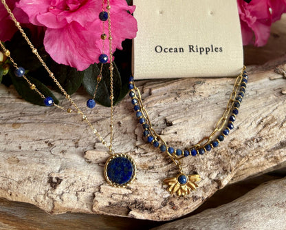18ct Gold Plated Lapis Lazuli Layered Necklaces 