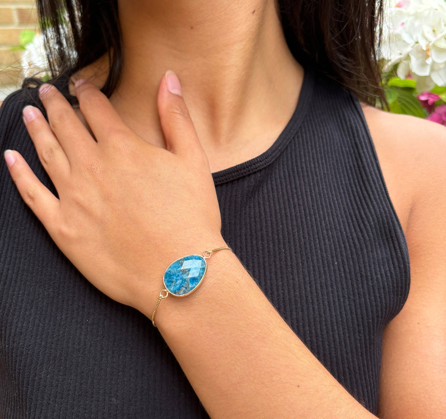 14ct Gold Plated Kyanite Adjustable Bracelet 