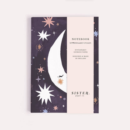 Sleeping Moon Pocket Notebook | Plain Page Mini Journal