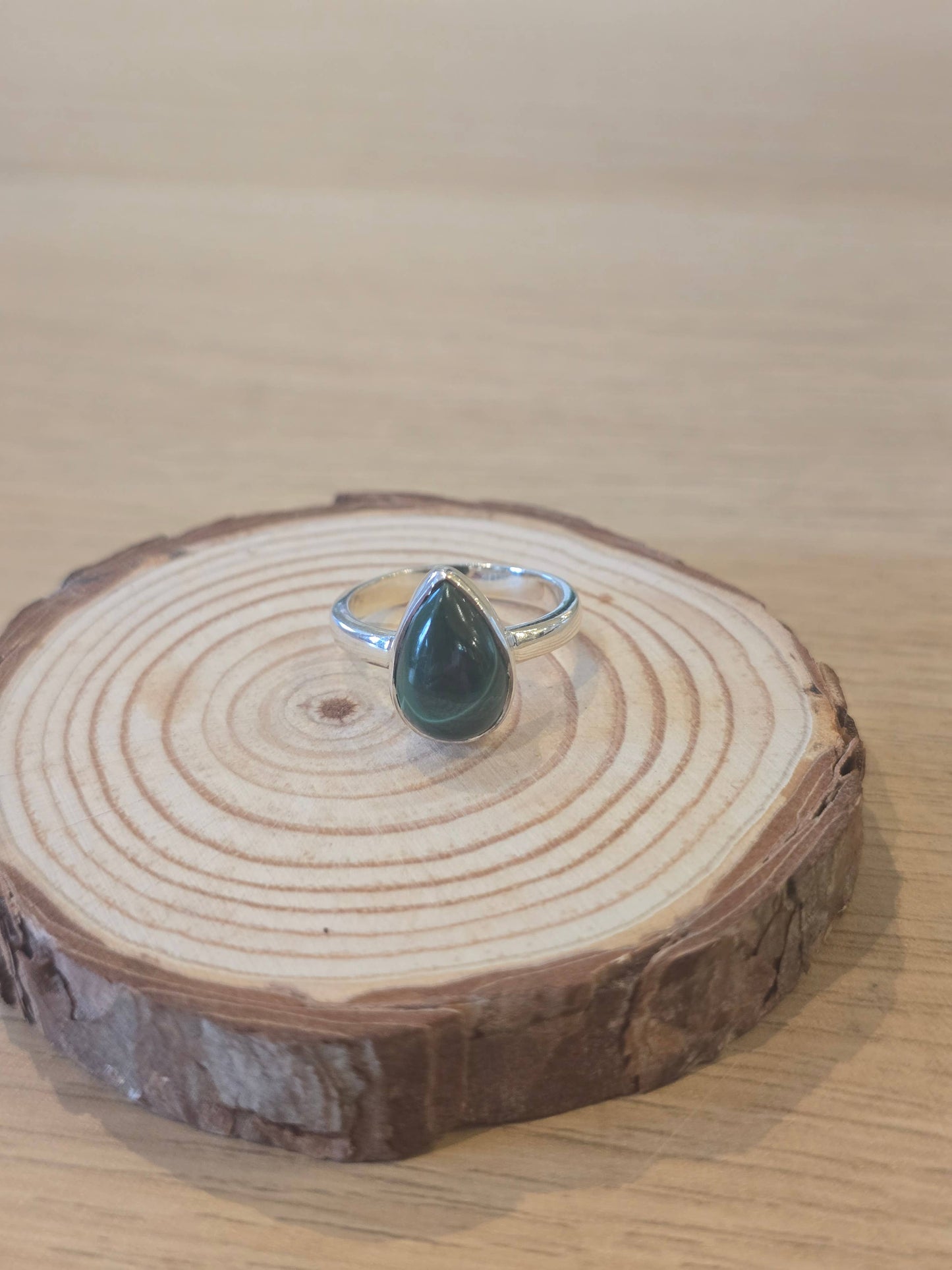 Malachite Sterling Silver Ring - 3.5g - Size L