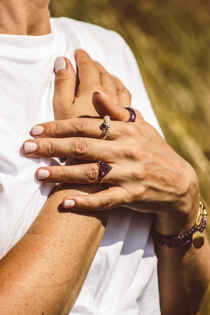 Amethyst 18K Gold-Plated Adjustable Ring