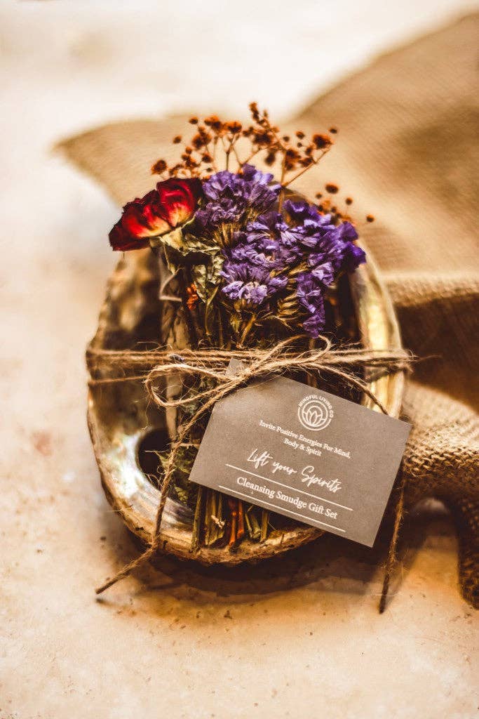 Abalone, Sage, Palo Santo, Selenite & Feather Gift Set