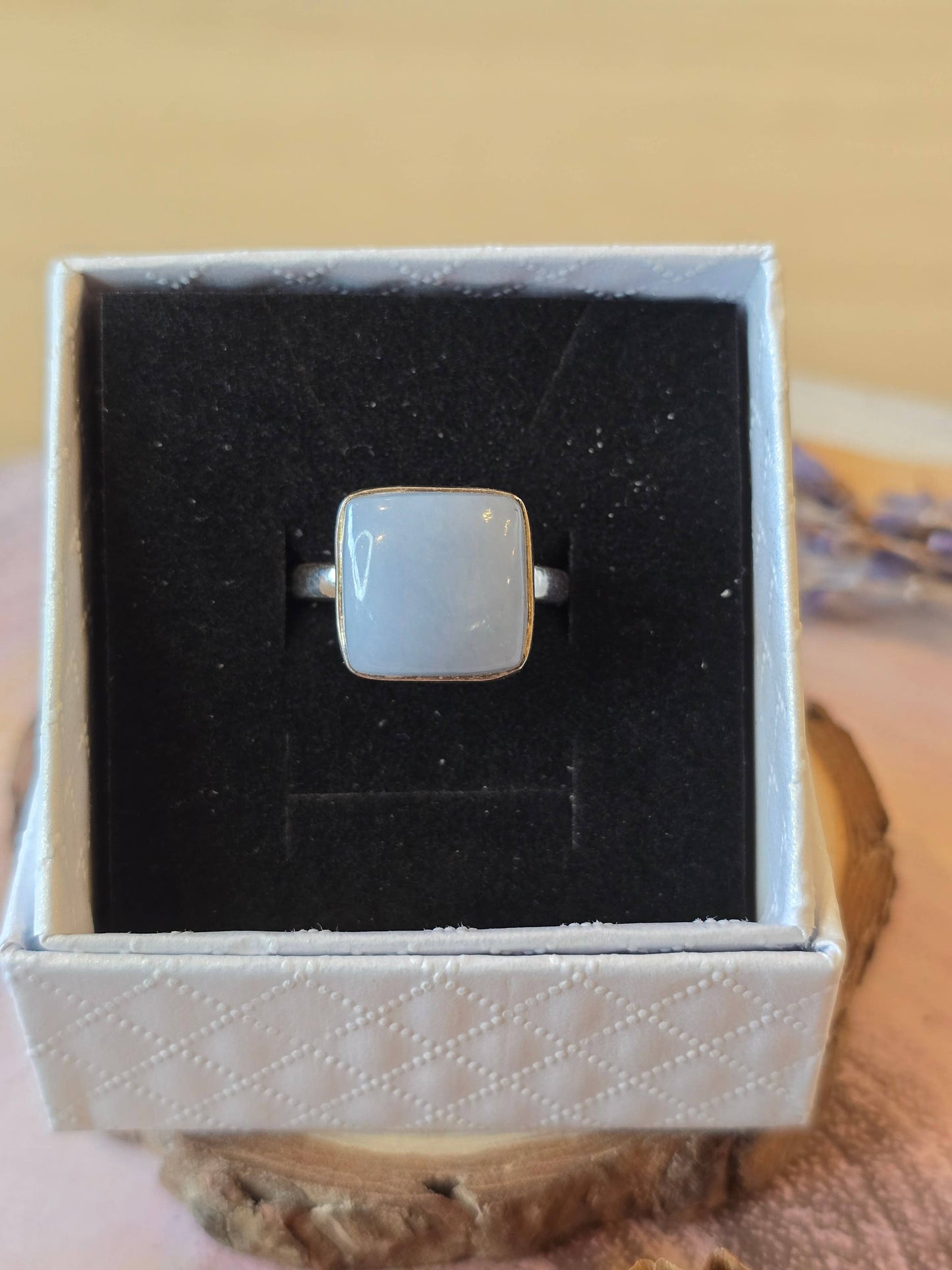 Angelite Sterling Silver Ring - 4.6g - UK P