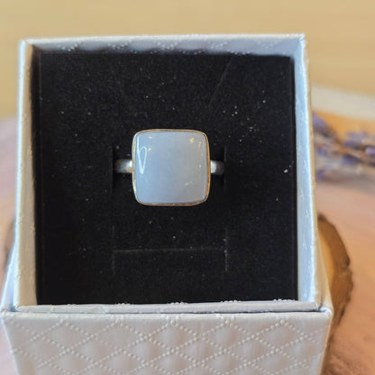 Angelite Sterling Silver Ring - 4.6g - UK P