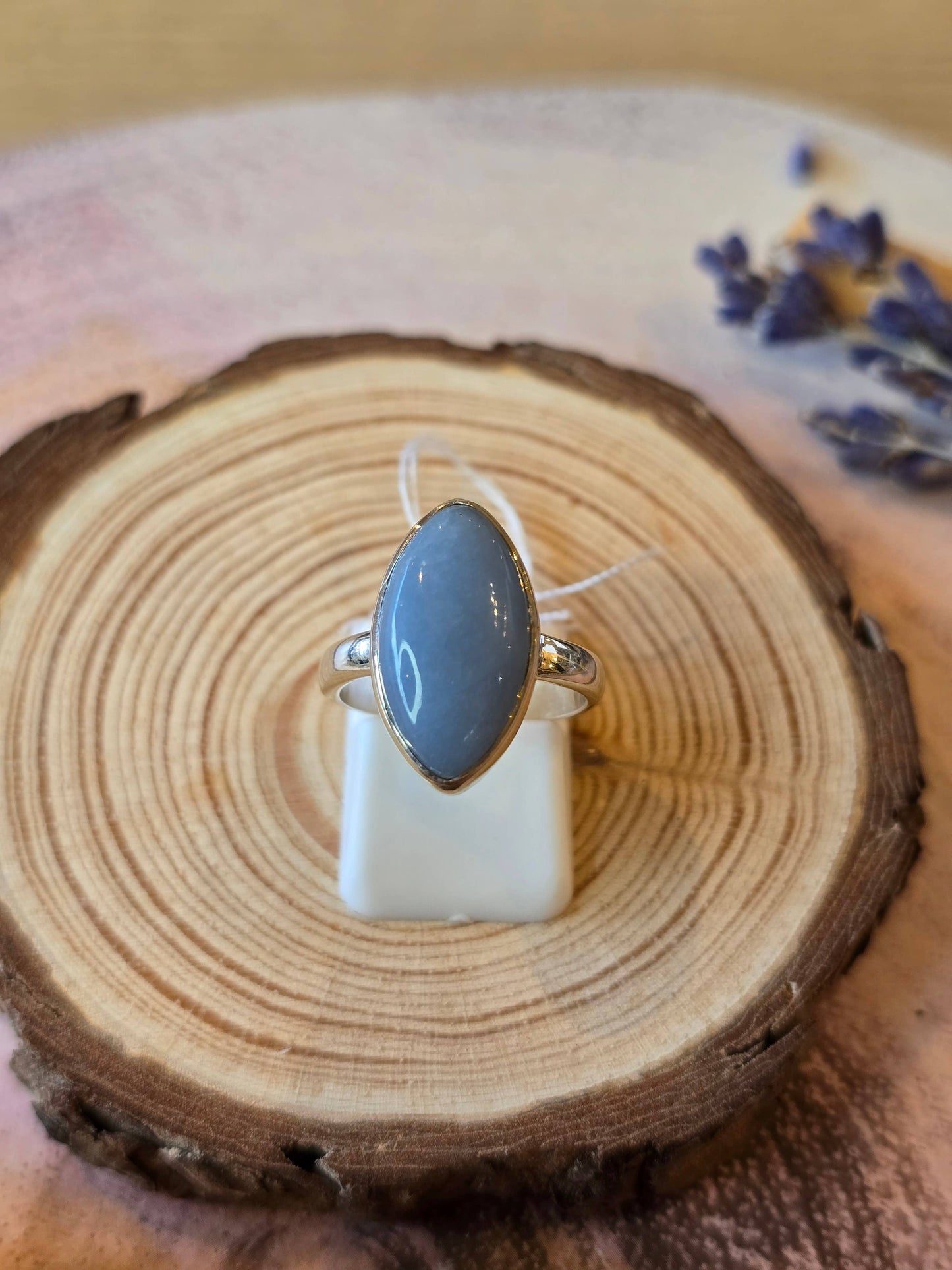Angelite Sterling Silver Ring - 4.3g - UK L