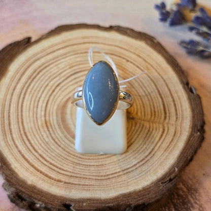 Angelite Sterling Silver Ring - 4.3g - UK L