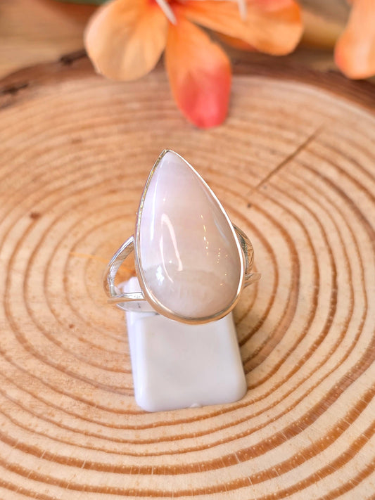 Mangano Calcite Sterling Silver Teardrop Ring - 6.3g - UK S